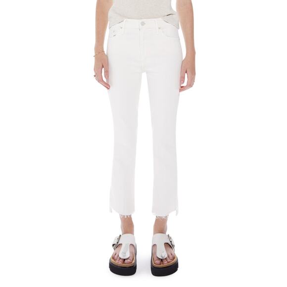 Mother 'Insider' White High Waist Crop Step Hem Denim Jeans Size 25 - Picture 1 of 5